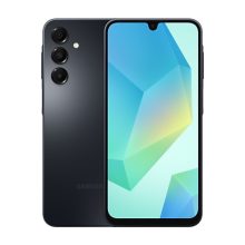 Smartphone Samsung Galaxy A16 con pantalla de 17 cm (6.7 pulgadas), ranura híbrida dual SIM, conectividad 4G, USB Tipo C, 8 GB de RAM, 256 GB de almacenamiento y batería de 5000 mAh en color negro. SKU: SM-A165FZKCEUE.