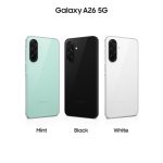 Samsung Galaxy A26 con pantalla de 17 cm, ranura híbrida, dual SIM, Android 15, 5G, 8 GB RAM, 256 GB almacenamiento, batería de 5000 mAh en color negro. SKU SM-A266BZKCEUE.