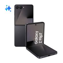 Samsung Galaxy Z Flip7 dispositivo móvil 5G con pantalla de 6.8 pulgadas, 12 GB de RAM, 256 GB de almacenamiento, batería de 4300 mAh en color negro, SKU SM-F766BZKGEUE.