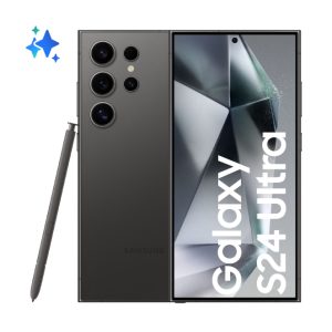 Samsung Galaxy S24 Ultra con pantalla de 6.8 pulgadas, soporte SIM doble, conectividad 5G, memoria RAM de 12 GB, almacenamiento de 256 GB, batería de 5000 mAh en color negro. SKU: SM-S928BZKGEUE.