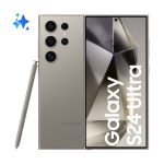 Imagen del Smartphone Samsung Galaxy S24 Ultra con pantalla de 6.8 pulgadas, SIM doble, conectividad 5G, 12GB de RAM, 256GB de almacenamiento y batería de 5000 mAh, en color gris titanio. SKU: SM-S928BZTGEUE.