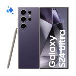 Imagen del Samsung Galaxy S24 Ultra con pantalla de 6.8 pulgadas, 12 GB de RAM, 512 GB de almacenamiento, soporte para SIM doble y conexión 5G en color titanio y violeta. SKU: SM-S928BZVHEUE