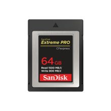 Tarjeta de memoria SanDisk Extreme Pro de 64 GB CFexpress con SKU SDCFE-064G-GN4NN, ideal para almacenamiento externo rápido y eficiente.