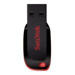 SanDisk Cruzer Blade unidad flash USB de 64 GB en colores negro y rojo, con puerto tipo A 2.0. SKU: SDCZ50-064G-B35