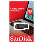 SanDisk Cruzer Blade unidad flash USB 128GB, conectividad USB tipo A 2.0, color negro y rojo, SKU SDCZ50-128G-B35
