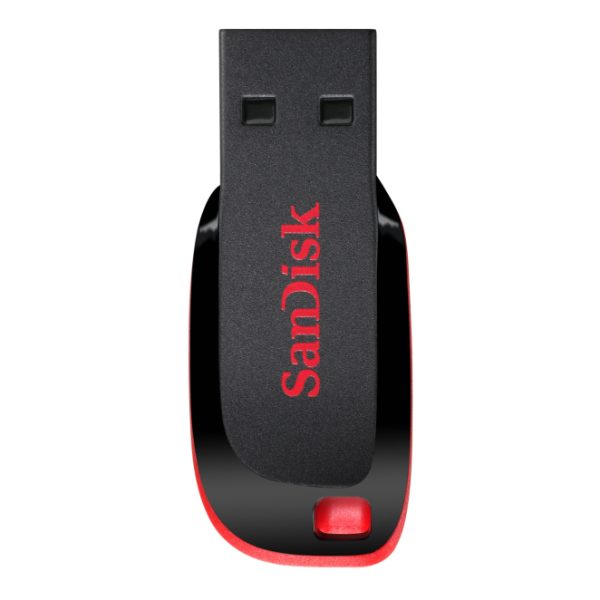 SanDisk Cruzer Blade unidad flash USB 128GB, conectividad USB tipo A 2.0, color negro y rojo, SKU SDCZ50-128G-B35