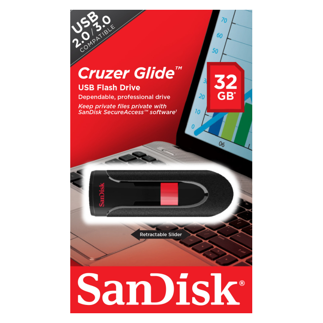SanDisk Cruzer Glide unidad flash USB 32 GB USB tipo A 2.0 Negro, Rojo 5 Razones para comprar el SanDisk Cruzer Glide 32GB, almacenamiento portátil y seguro