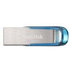 Unidad flash SanDisk Ultra Flair de 32GB con interfaz USB 3.2 Gen 1 en colores azul y plata, SDCZ73-032G-G46B
