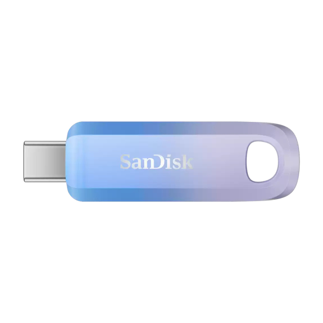 SanDisk Unidad Flash USB 512GB Tipo C 3.2 Gen 1 en Azul y Lila Imagen de la SanDisk unidad flash USB Creator de 512 GB, USB Tipo C 3.2 Gen 1, en colores azul y lila, SKU SDCZ75C-512G-G46