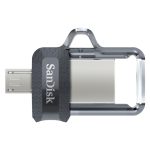 SanDisk Ultra Dual m3.0 unidad flash USB de 128 GB con conectores USB Type-A y Micro-USB 3.2 Gen 1, SKU SDDD3-128G-G46, disponible en colores Negro, Plata y Transparente. Ideal para almacenamiento externo y transferencia de archivos.