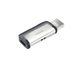 SanDisk Ultra Dual Drive USB Type-C, unidad flash USB de 128GB con conectores USB Type-A y USB Type-C 3.2 Gen 1 en colores negro y plata. SKU SDDDC2-128G-G46