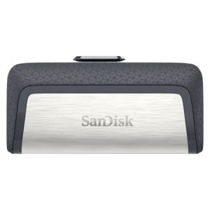 SanDisk Ultra Dual Drive USB Type-C, unidad flash USB de 128GB con conectores USB Type-A y USB Type-C 3.2 Gen 1 en colores negro y plata. SKU SDDDC2-128G-G46
