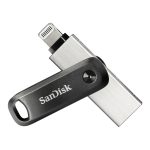 SanDisk iXpand unidad flash USB 64 GB, con conectores USB Type-A y Lightning, compatible con USB 3.2 Gen 2, en colores negro y plata, SKU SDIX60N-064G-GN6NN