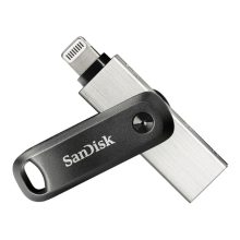 SanDisk iXpand unidad flash USB 64 GB, con conectores USB Type-A y Lightning, compatible con USB 3.2 Gen 2, en colores negro y plata, SKU SDIX60N-064G-GN6NN