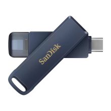 SanDisk iXpand unidad flash USB 64 GB con conector USB Type-C y Lightning, compatible con 3.2 Gen 1 y en color azul. SKU: SDIXD0N-064G-GN6NN