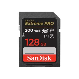 Tarjeta SD SanDisk Extreme PRO 128 GB SDXC UHS-I Clase 10 con SKU SDSDXXD-128G-GN4IN, ideal para almacenamiento externo de alta velocidad.