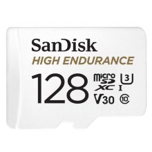 SanDisk High Endurance 128 GB MicroSDXC UHS-I Clase 10, SKU SDSQQNR-128G-GN6IA. Ideal para grabación continua de video.
