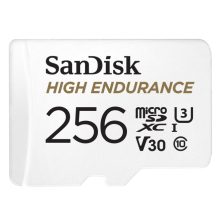Imagen de la tarjeta MicroSDXC SanDisk High Endurance de 256 GB, UHS-I Clase 10, SKU SDSQQNR-256G-GN6IA