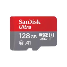 Imagen de la MicroSDXC SanDisk Ultra de 128 GB, con especificaciones UHS-I y Clase 10, SKU: SDSQUAB-128G-GN6MA