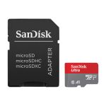 Imagen de la memoria flash SanDisk de 128 GB, tipo MicroSDXC Clase 10, SKU SDSQUAB-128G-GN6MT.