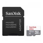 Tarjeta de memoria SanDisk Ultra microSD de 32 GB con especificaciones UHS-I Clase 10, SKU SDSQUNR-032G-GN3MA