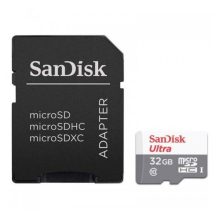 Tarjeta de memoria SanDisk Ultra microSD de 32 GB con especificaciones UHS-I Clase 10, SKU SDSQUNR-032G-GN3MA