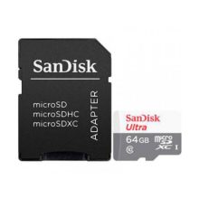 Tarjeta SanDisk 64GB Ultra microSDXC Clase 10, modelo SDSQUNR-064G-GN3MA, ideal para almacenamiento externo.