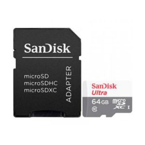 Tarjeta SanDisk 64GB Ultra microSDXC Clase 10, modelo SDSQUNR-064G-GN3MA, ideal para almacenamiento externo.
