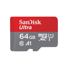 Tarjeta de memoria SanDisk Ultra microSD de 64 GB, estándar UHS-I Clase 10, SKU SDSQUNR-064G-GN6TA