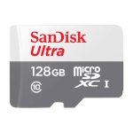 SanDisk SDSQUNR-128G-GN3MN, una tarjeta de memoria flash MicroSDXC con capacidad de 128 GB y clasificación Clase 10, ideal para almacenamiento externo