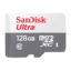 SanDisk SDSQUNR-128G-GN3MN, una tarjeta de memoria flash MicroSDXC con capacidad de 128 GB y clasificación Clase 10, ideal para almacenamiento externo