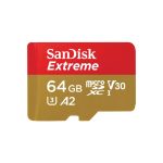 SanDisk Extreme 64 GB MicroSDXC UHS-I Clase 10, ideal para video 4K y alta velocidad de transferencia, SKU SDSQXAH-064G-GN6MA