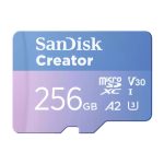 SanDisk Creator 256 GB MicroSDXC UHS-I Clase 10, compatible con múltiples dispositivos para almacenamiento externo. SKU SDSQXAV-256G-GN6MS