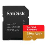 Tarjeta de memoria SanDisk Extreme PLUS de 256 GB MicroSDXC Clase 10 con SKU SDSQXBD-256G-GN6MA.
