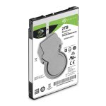 Imagen del disco duro interno Seagate Barracuda de 2.5 pulgadas, capacidad de 2 TB, velocidad de 5400 RPM y caché de 128 MB. SKU: ST2000LM015