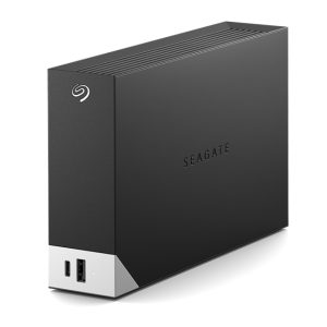 Imagen del disco duro externo Seagate One Touch HUB de 10 TB con conectividad USB Type-A y USB Type-C 3.2 Gen 1 (3.1 Gen 1), SKU STLC10000400. Diseño en negro y gris.
