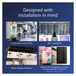 Imagen de la pantalla de señalización digital Sony FW-75BZ40L de 75 pulgadas, LCD, wifi, 700 cd/m², 4K Ultra HD, color negro, con sistema operativo Android y operativa 24/7.