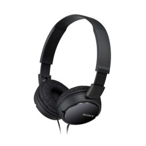 Auriculares supraaurales Sony MDR-ZX110 en color negro, modelo MDRZX110B.AE, con sonido de calidad, diseño ligero y almohadillas acolchadas.