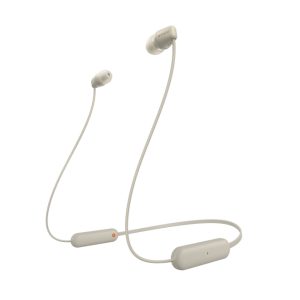 Auriculares inalámbricos Sony WI-C100, modelo in-ear para llamadas y música, Bluetooth, color beige. SKU: WIC100C.CE7