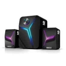 Imagen del altavoz alámbrico negro de 11W fabricado por Sparco, modelo SPSPEAKERSPRO.