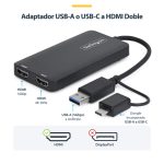 StarTech.com Adaptador de USB a HDMI Dual con Dongle Integrado, soporte para pantallas 4K a 30Hz y 1080p, con Android y Windows, SKU 107B-USB-HDMI