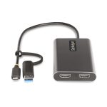 StarTech.com Adaptador USB-C a HDMI doble, soporta 2 monitores en 4K 60Hz, con entrega de alimentación PD de 100W y cable de 30cm. SKU 109B-USBC-HDMI