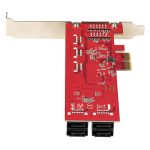 StarTech.com Tarjeta PCIe de 10 puertos SATA 6Gbps con conectores apilados y perfiles bajo y completo. SKU 10P6G-PCIE-SATA-CARD