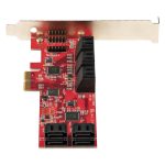 StarTech.com Tarjeta PCIe de 10 puertos SATA 6Gbps con conectores apilados y perfiles bajo y completo. SKU 10P6G-PCIE-SATA-CARD