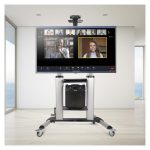 StarTech.com carrito soporte móvil con ruedas para TV de pantalla plana de 60 a 100 pulgadas, soporte rodante ajustable en altura para televisor LCD. SKU 1110C-MOBILE-TV-CART