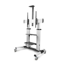 StarTech.com carrito soporte móvil con ruedas para TV de pantalla plana de 60 a 100 pulgadas, soporte rodante ajustable en altura para televisor LCD. SKU 1110C-MOBILE-TV-CART