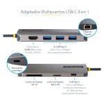 StarTech.com Adaptador USB C de Vídeo 4K a 60Hz con Hub de 3 Puertos USB-A de 5Gbps, Entrega de Alimentación USB de 100W, Red Ethernet y SD/microSD. SKU 115B-USBC-MULTIPORT.