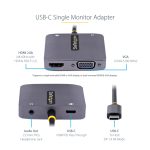 StarTech Adaptador de Vídeo USB C a HDMI VGA compatible con Thunderbolt 3/4, HDR 4K a 60Hz, salida de Audio de 3,5mm, con SKU 122-USBC-HDMI-4K-VGA