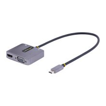 StarTech Adaptador de Vídeo USB C a HDMI VGA compatible con Thunderbolt 3/4, HDR 4K a 60Hz, salida de Audio de 3,5mm, con SKU 122-USBC-HDMI-4K-VGA