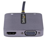 StarTech Adaptador de Vídeo USB C a HDMI VGA compatible con Thunderbolt 3/4, HDR 4K a 60Hz, salida de Audio de 3,5mm, con SKU 122-USBC-HDMI-4K-VGA